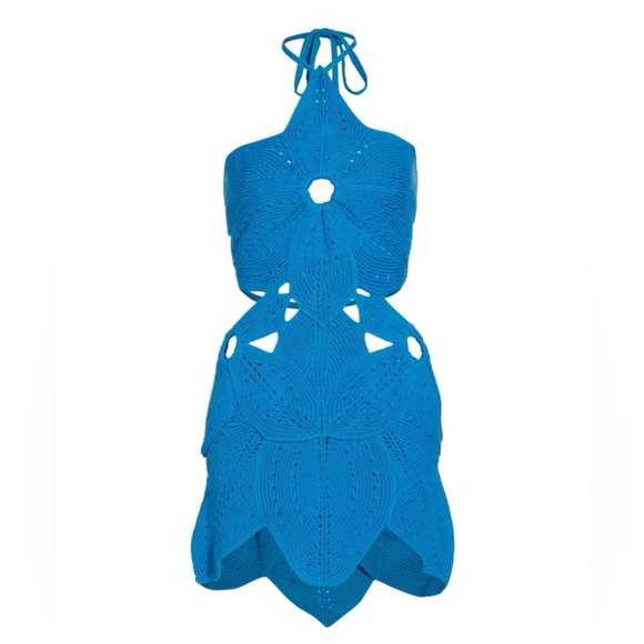 Cult Gaia Floreana Cotton Crochet Halter Mini Dress Size XL - Picture 8 of 13